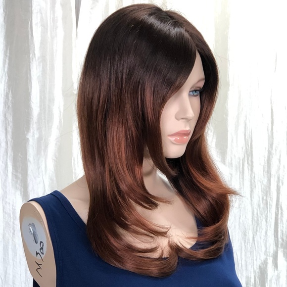NWT Red Balayage Long Layers Mid Back Length Wig - Picture 5 of 8